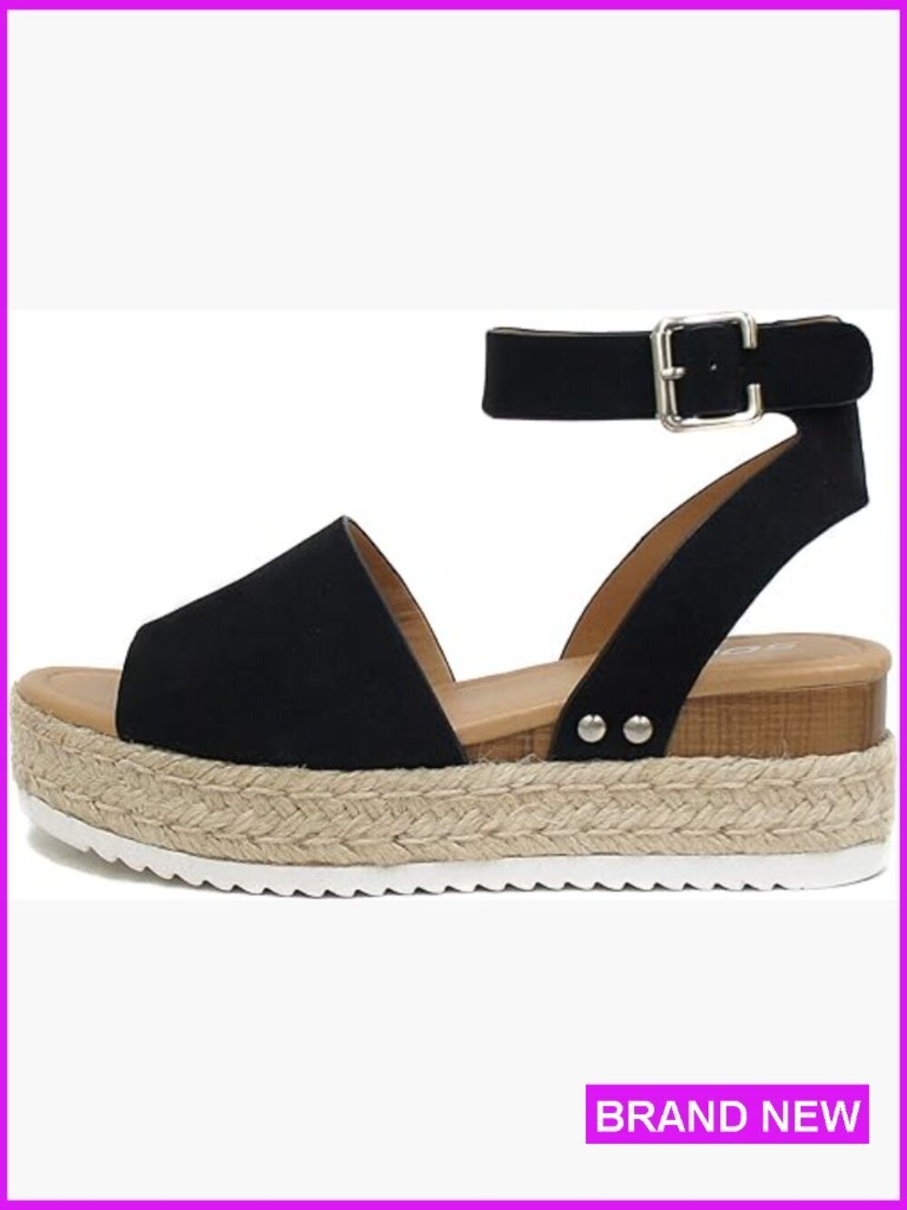 Open Toe Ankle Strap Espadrilles Flatform Wedge Casual Sandals Adjustable
